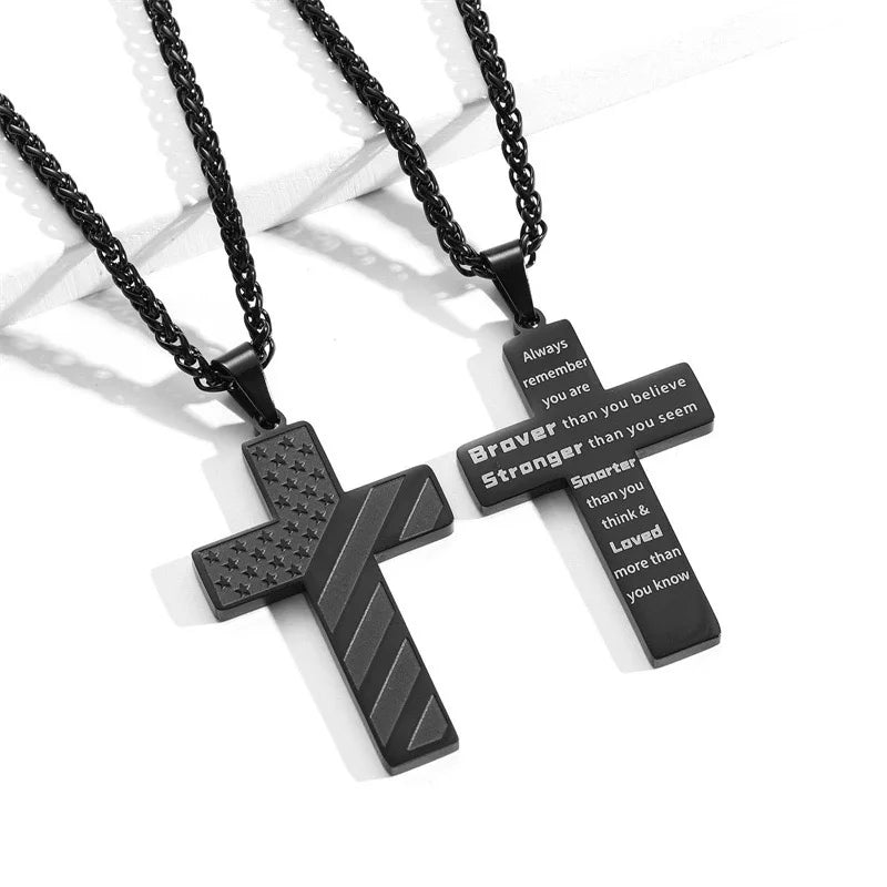 GuardianCross™ Bible Verse & American Flag Necklace