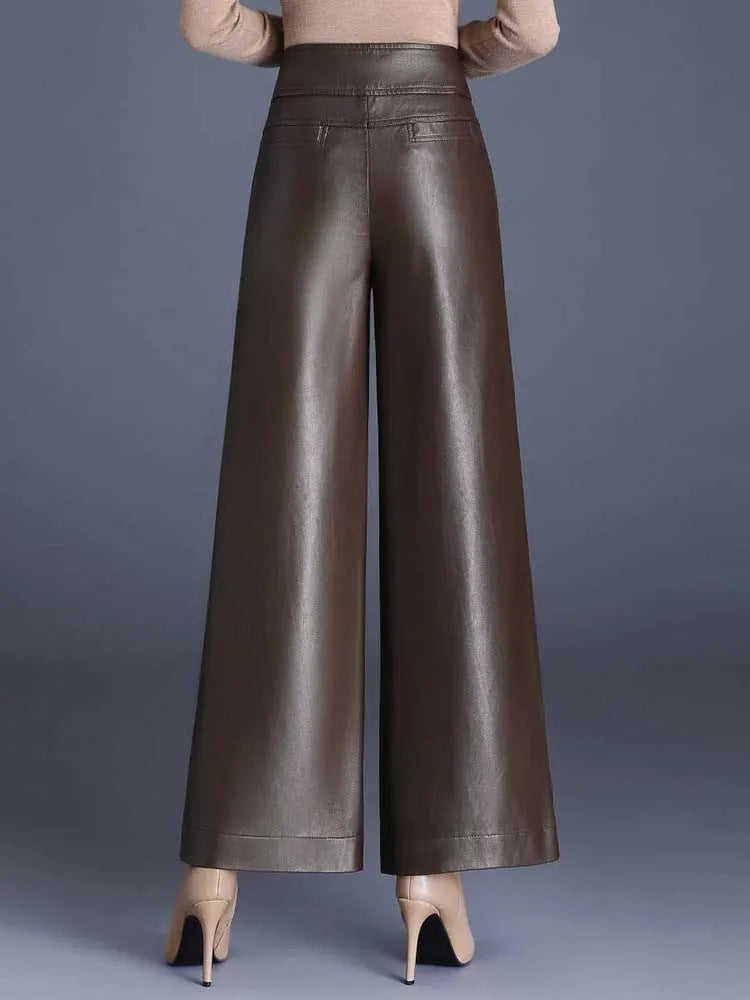 Elegant Women’s Warm Leather Trousers