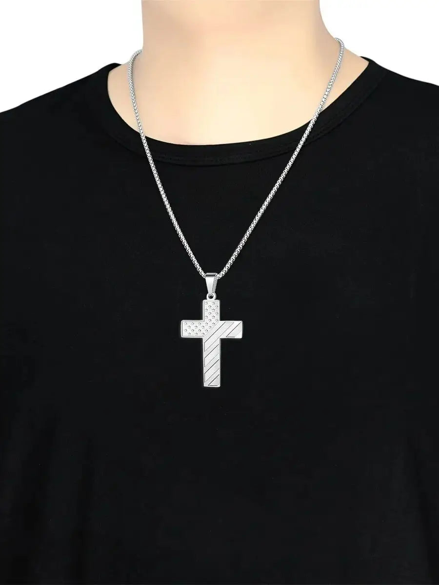 GuardianCross™ Bible Verse & American Flag Necklace