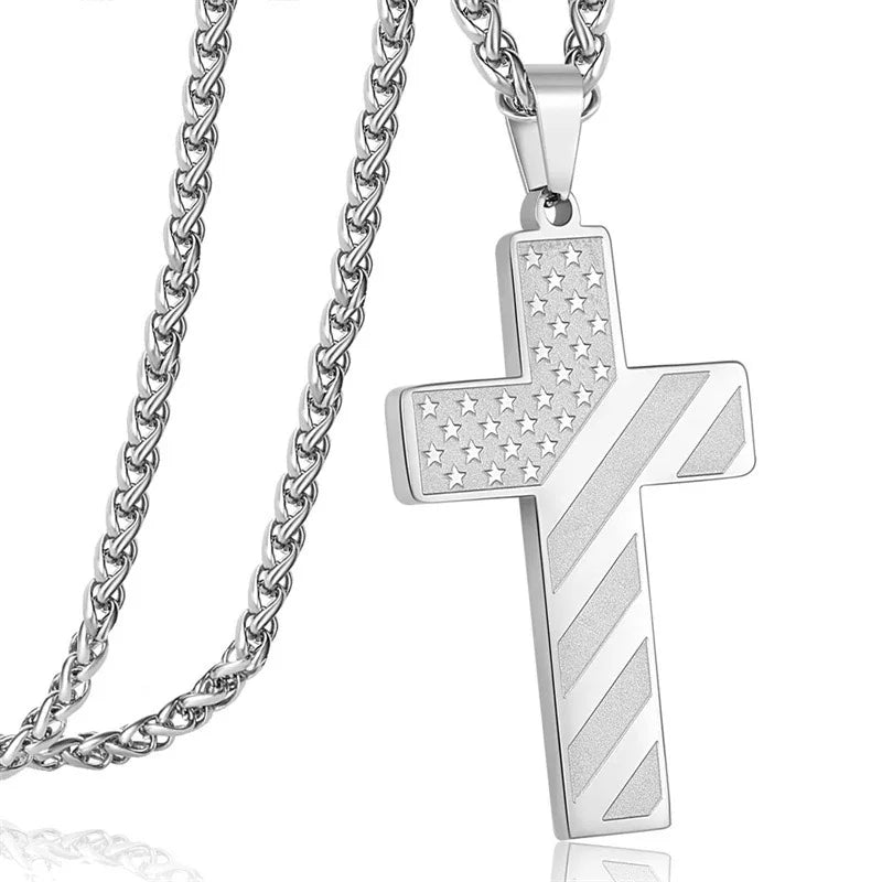 GuardianCross™ Bible Verse & American Flag Necklace