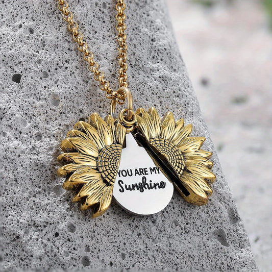 You Are My Sunshine Sunflower Pendant Necklace