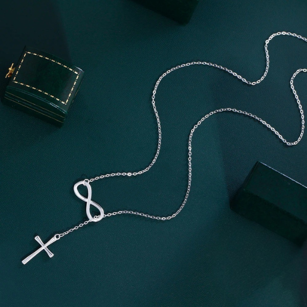 BlissKnot™ Sterling Silver Infinity Cross Necklace