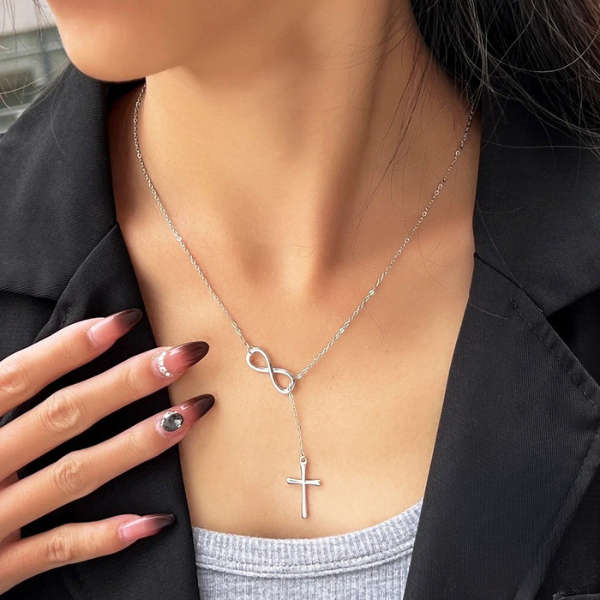 BlissKnot™ Sterling Silver Infinity Cross Necklace