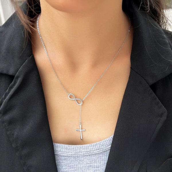 BlissKnot™ Sterling Silver Infinity Cross Necklace