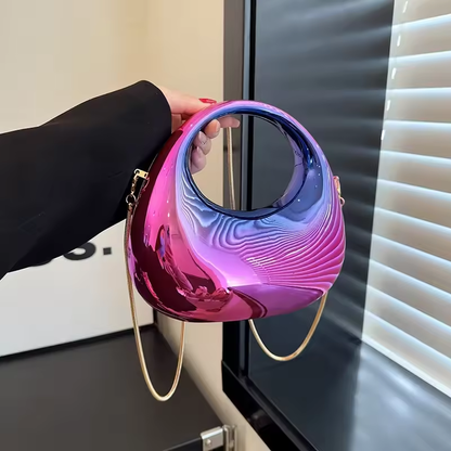 Emma Glossy Acrylic Half-Moon Handbag