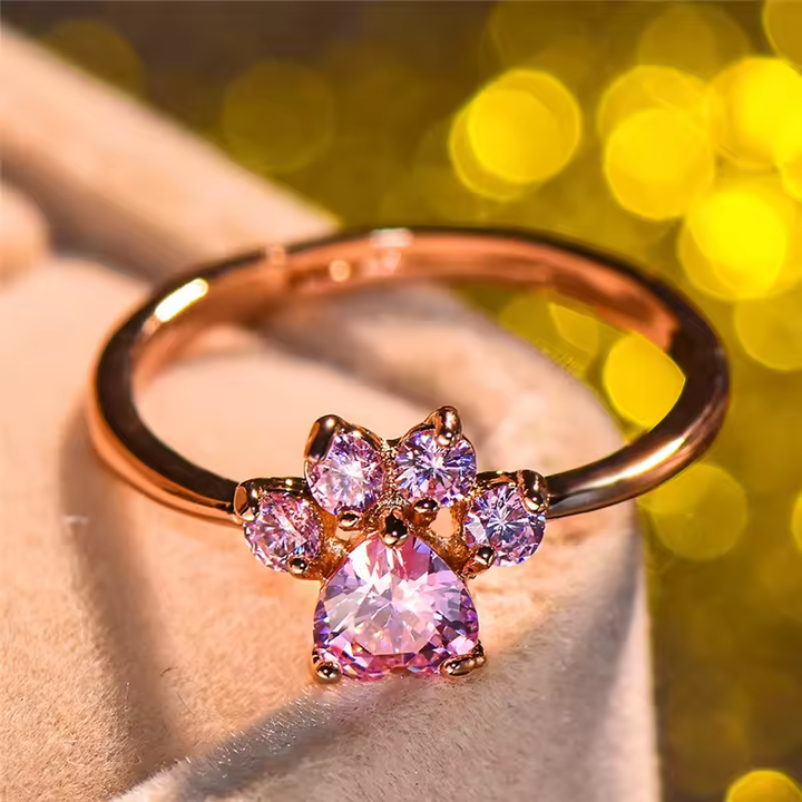Rose Opal Feline Zircon Ring