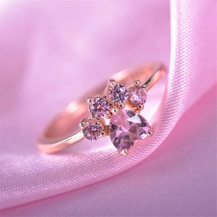 Rose Opal Feline Zircon Ring