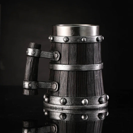 VikingVessel™ Wooden Barrel Coffee Mug