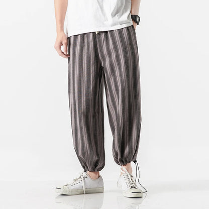 Larrs Casual Stripe Harem Pants - Loose Fit Streetwear Joggers