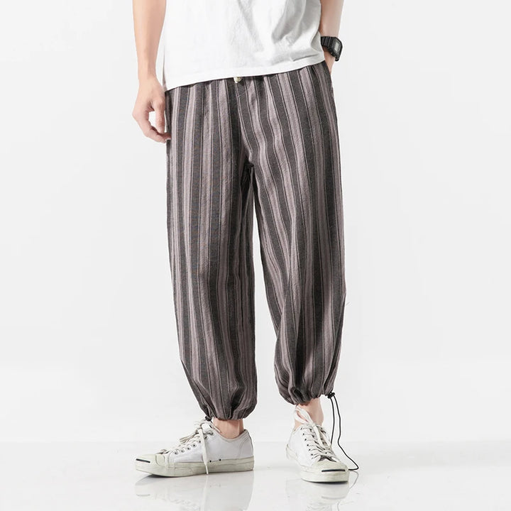 Larrs Casual Stripe Harem Pants - Loose Fit Streetwear Joggers