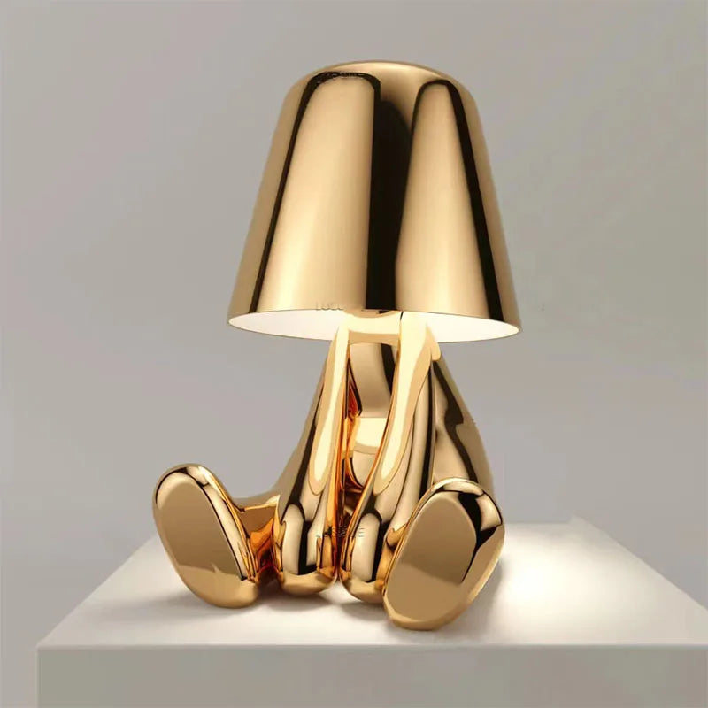 "I Have an Idea" Modern Bronze Thinker Lamps  - Rechargeable and Hardwire Options