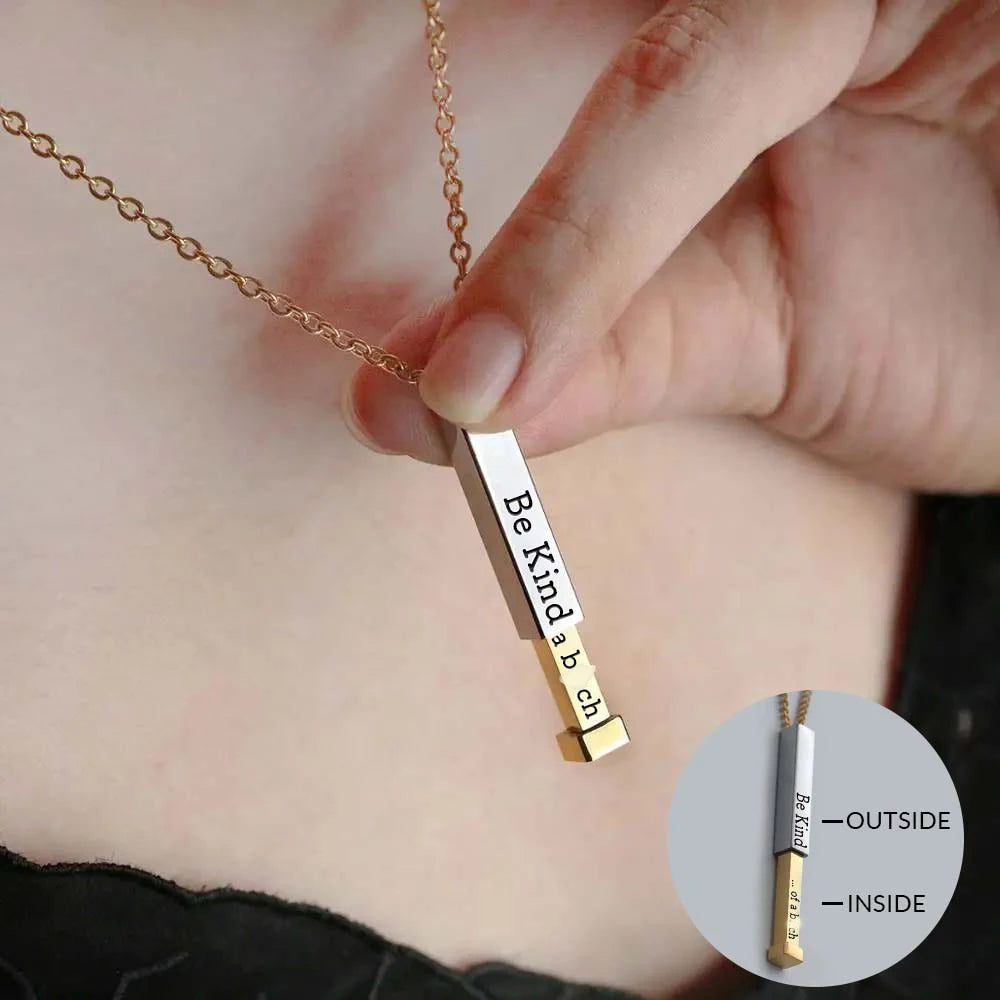 "Be Kind Of A B**ch" Hidden Message Funny Necklace