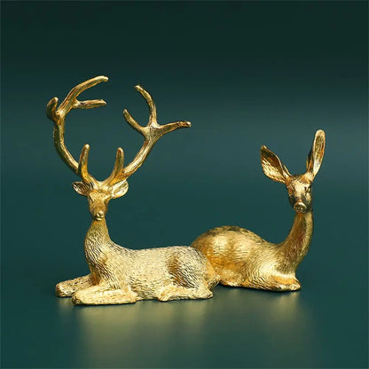 Everhart™ Golden Deer Statues Pair
