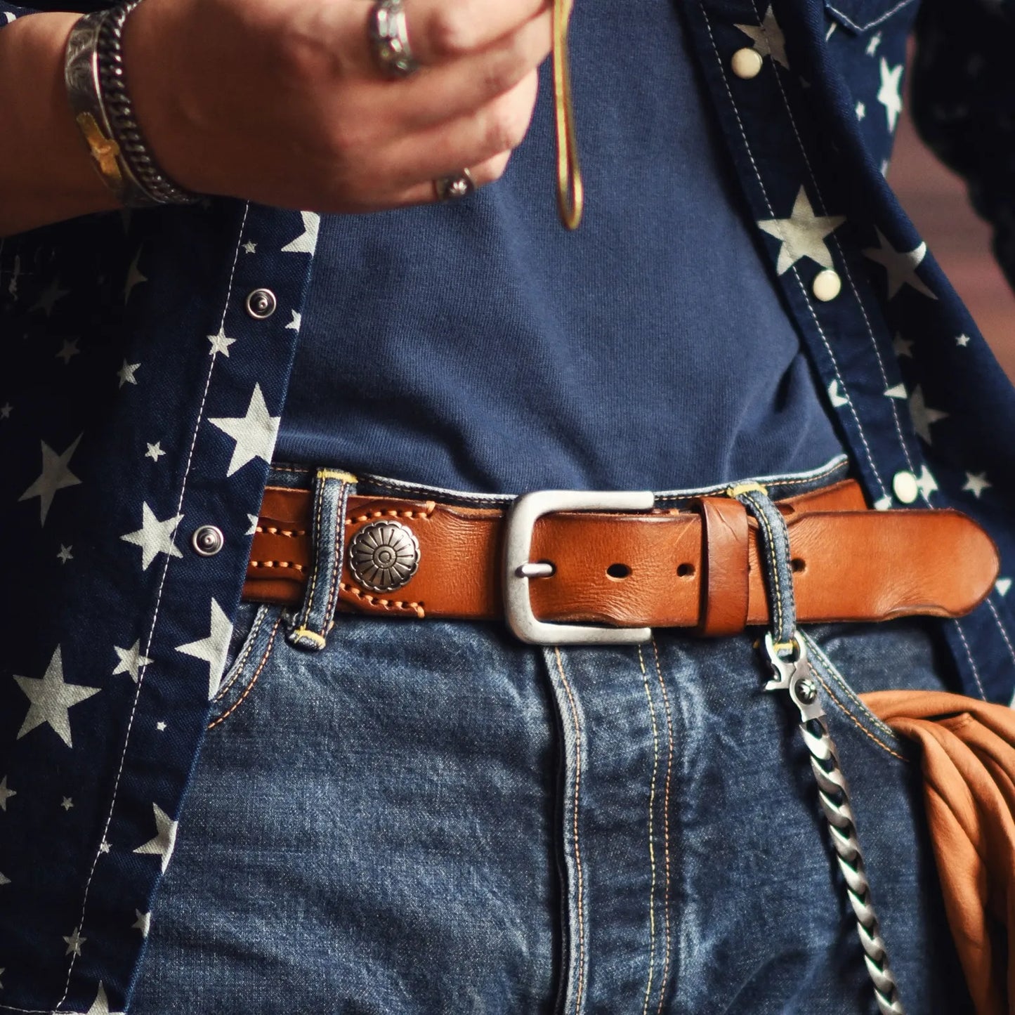 Retro Denim Style Genuine Leather Belt