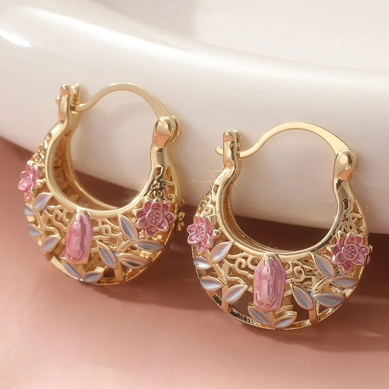 Floravine™ Retro Floral Gold Hoop Jewelry