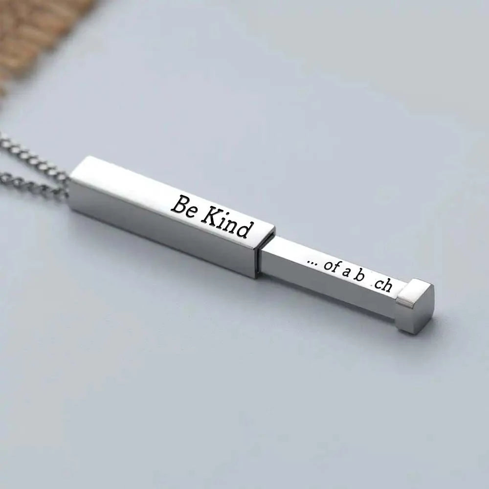 "Be Kind Of A B**ch" Hidden Message Funny Necklace