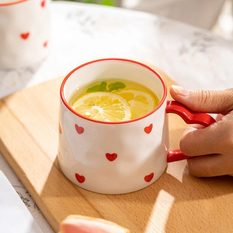 CharmingSip Heart Shaped Ceramic Coffee Cup