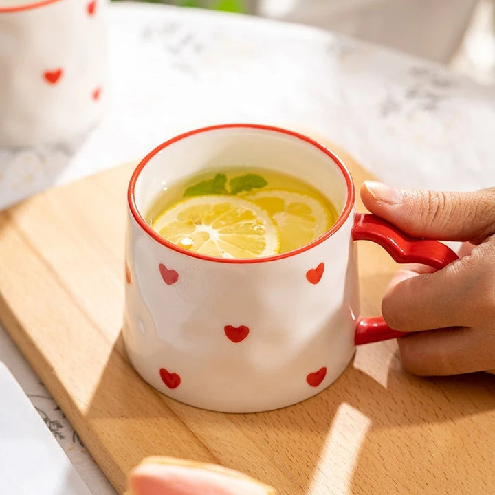 CharmingSip Heart Shaped Ceramic Coffee Cup