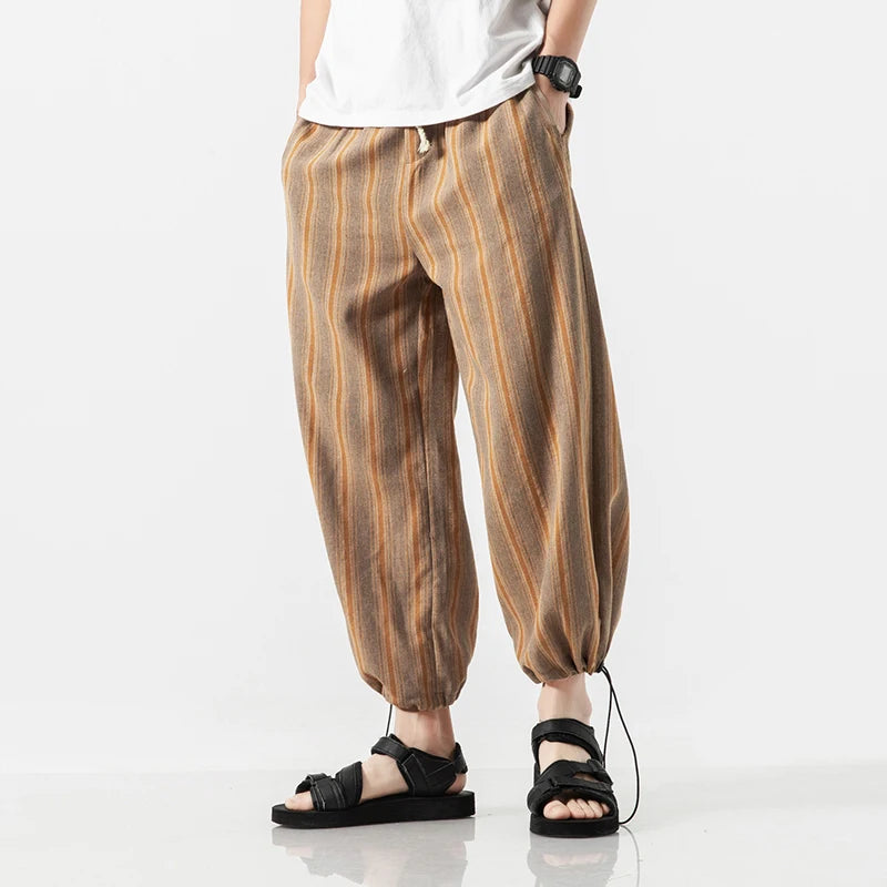 Larrs Casual Stripe Harem Pants - Loose Fit Streetwear Joggers