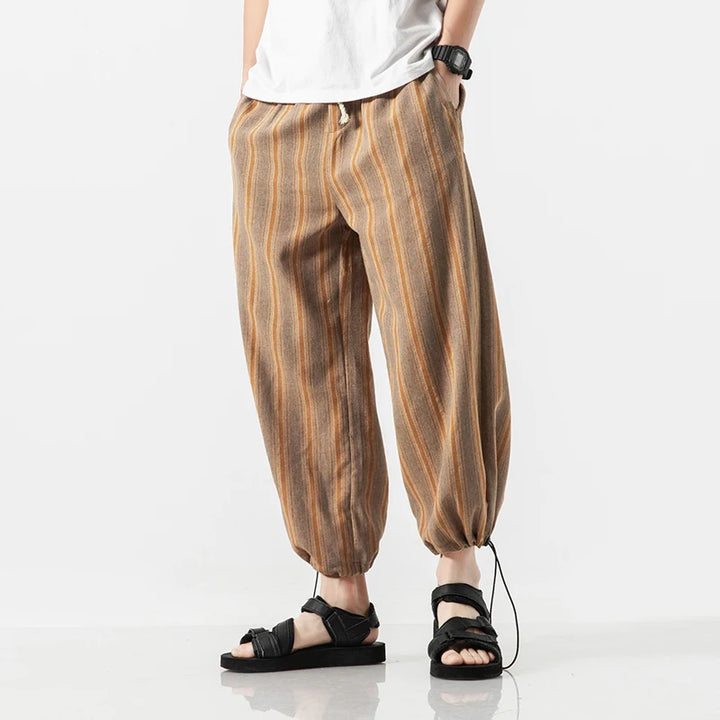 Larrs Casual Stripe Harem Pants - Loose Fit Streetwear Joggers