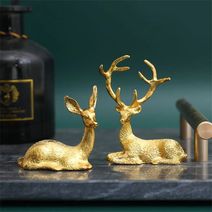 Everhart™ Golden Deer Statues Pair