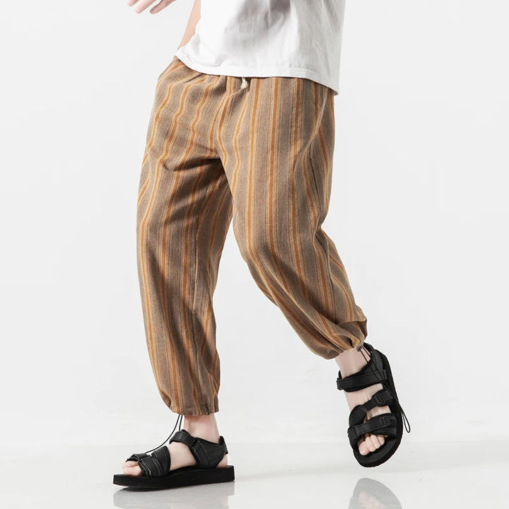 Larrs Casual Stripe Harem Pants - Loose Fit Streetwear Joggers