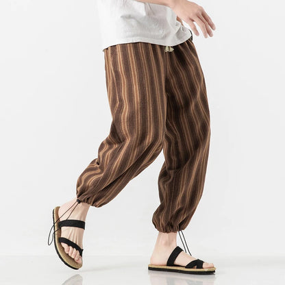 Larrs Casual Stripe Harem Pants - Loose Fit Streetwear Joggers