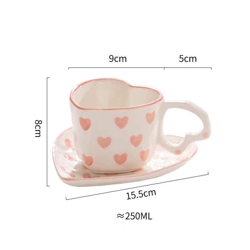 CharmingSip Heart Shaped Ceramic Coffee Cup