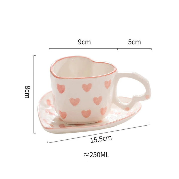 CharmingSip Heart Shaped Ceramic Coffee Cup
