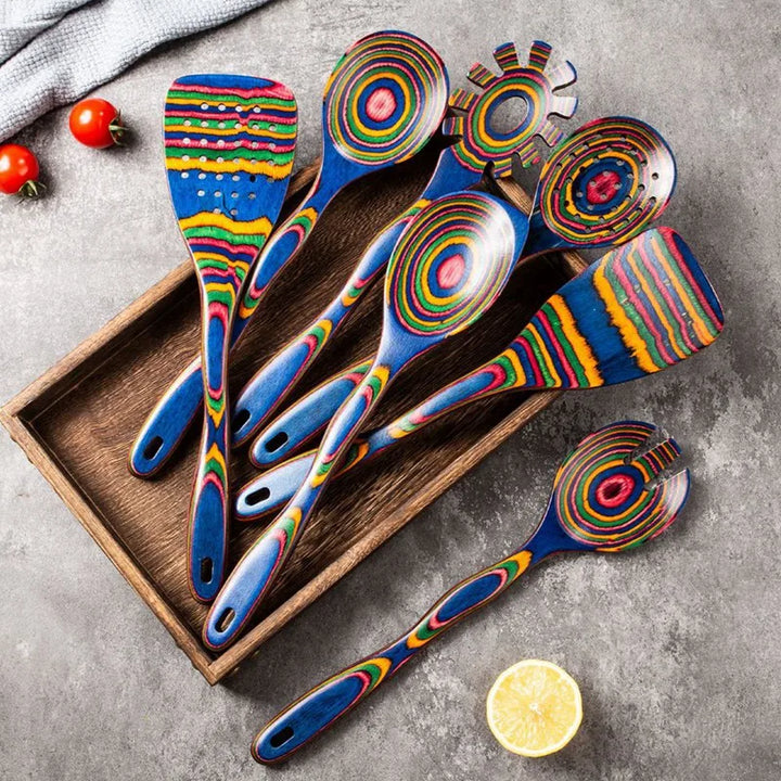 ArtGalley Blue Wooden Spatula Set