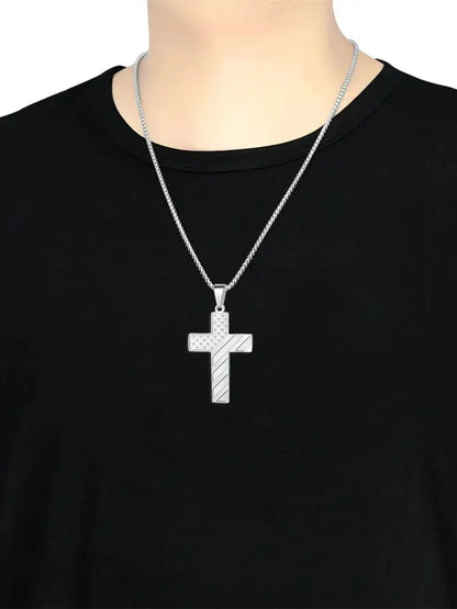 GuardianCross™ Bible Verse & American Flag Necklace