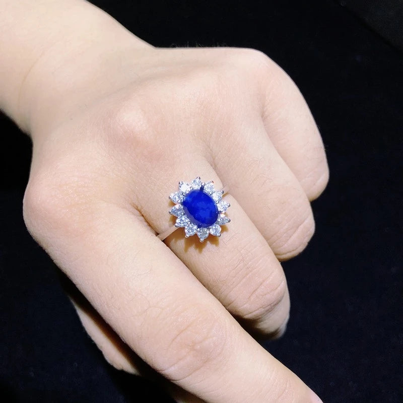 Princess Diana Style Sapphire Silver Ring