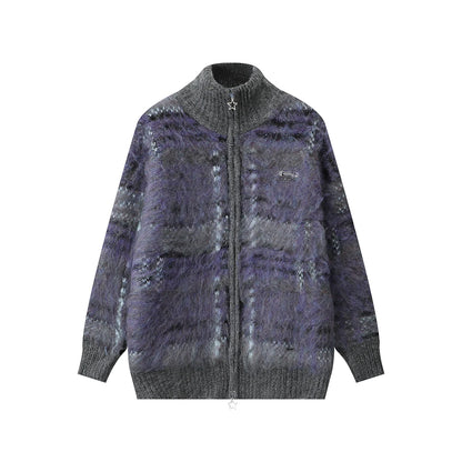 Evelyn Contrast Color Plaid Sweater – Slouchy & Stylish