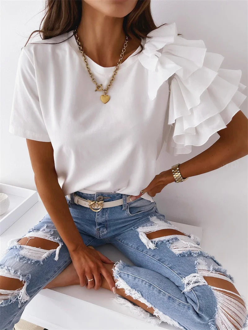 BreezeBlossom™ Ruffled Summer Tee
