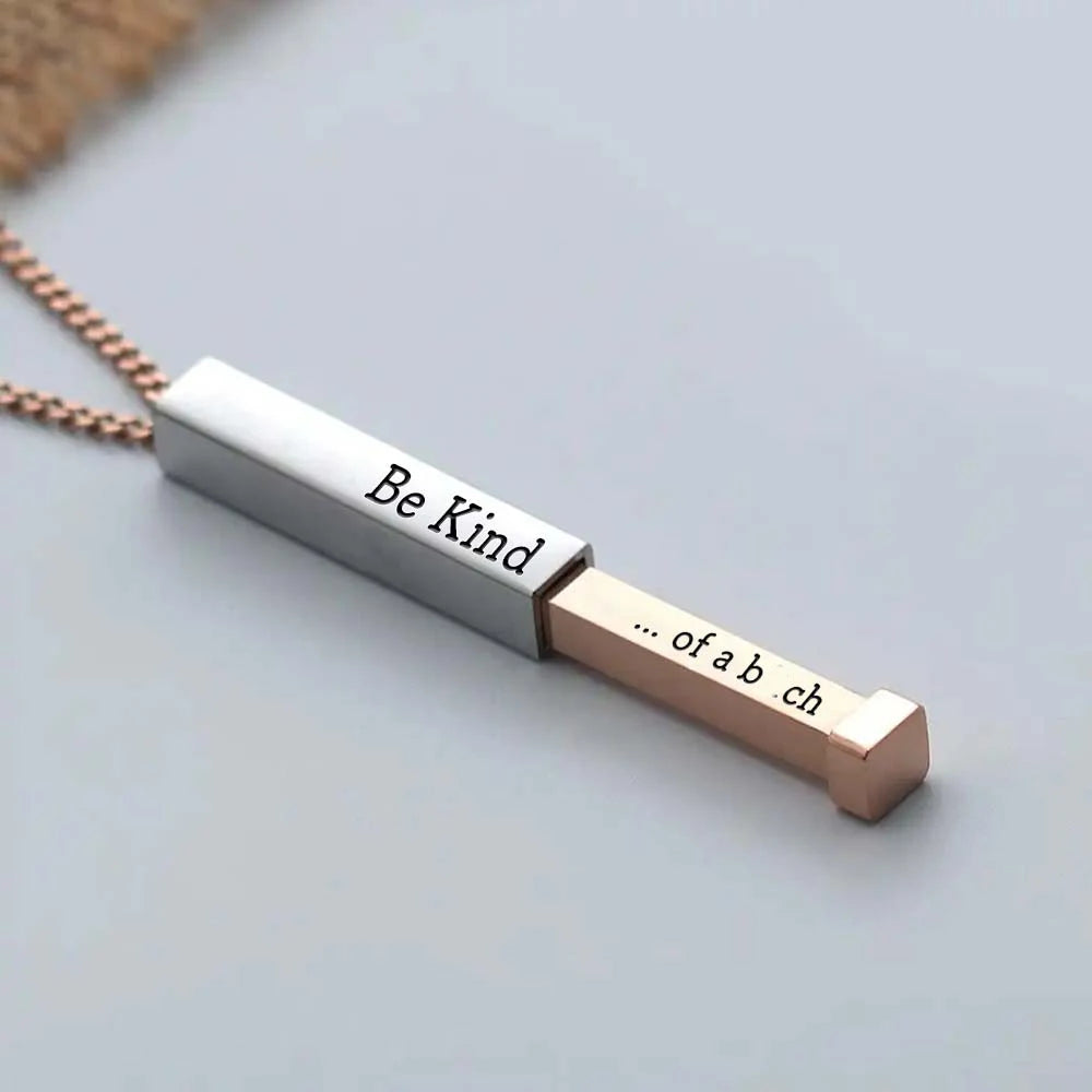 "Be Kind Of A B**ch" Hidden Message Funny Necklace