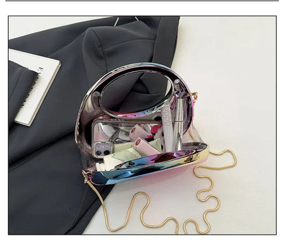 Emma Glossy Acrylic Half-Moon Handbag