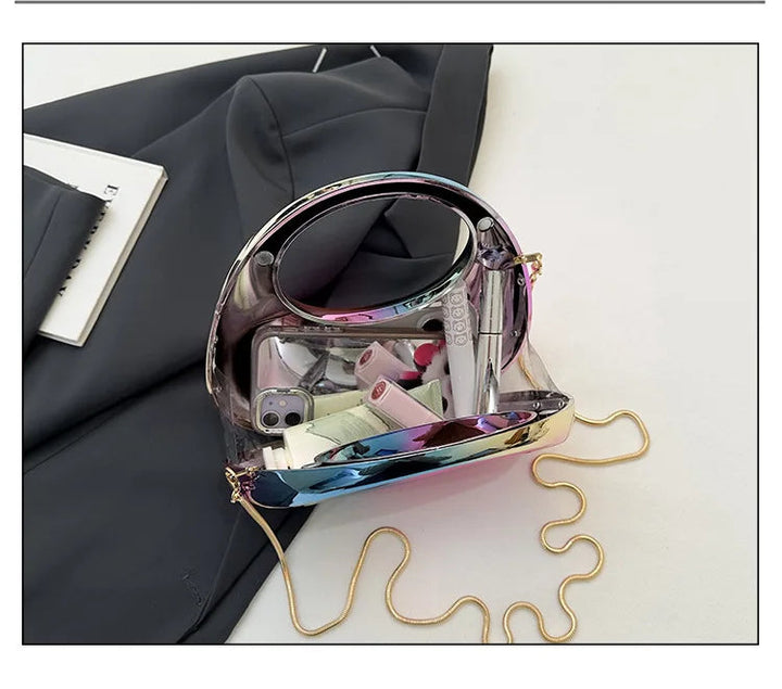 Emma Glossy Acrylic Half-Moon Handbag