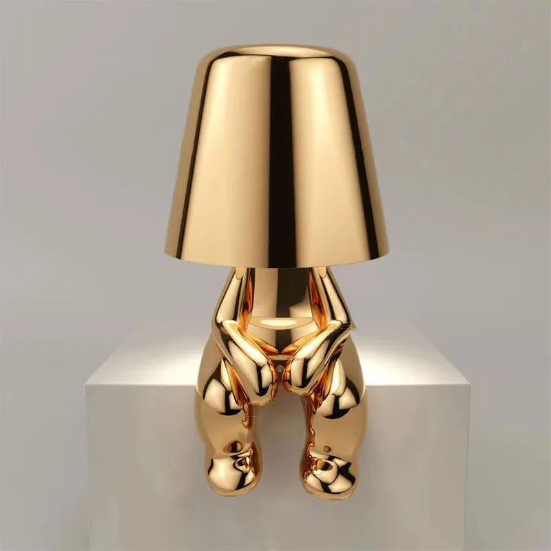 "I Have an Idea" Modern Bronze Thinker Lamps  - Rechargeable and Hardwire Options