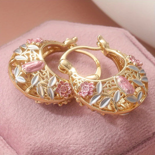 Floravine™ Retro Floral Gold Hoop Jewelry