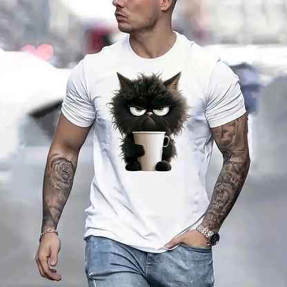 WhiskerWave™ Casual Cat Print Crew Neck T-Shirt