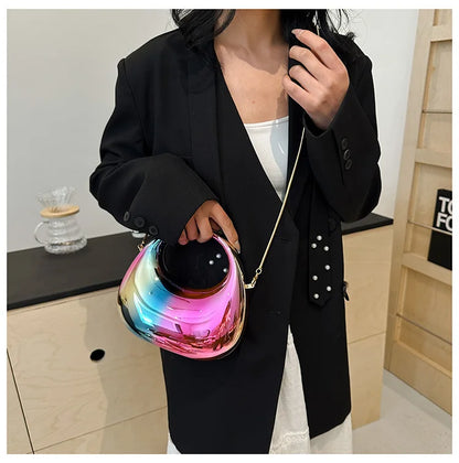 Emma Glossy Acrylic Half-Moon Handbag