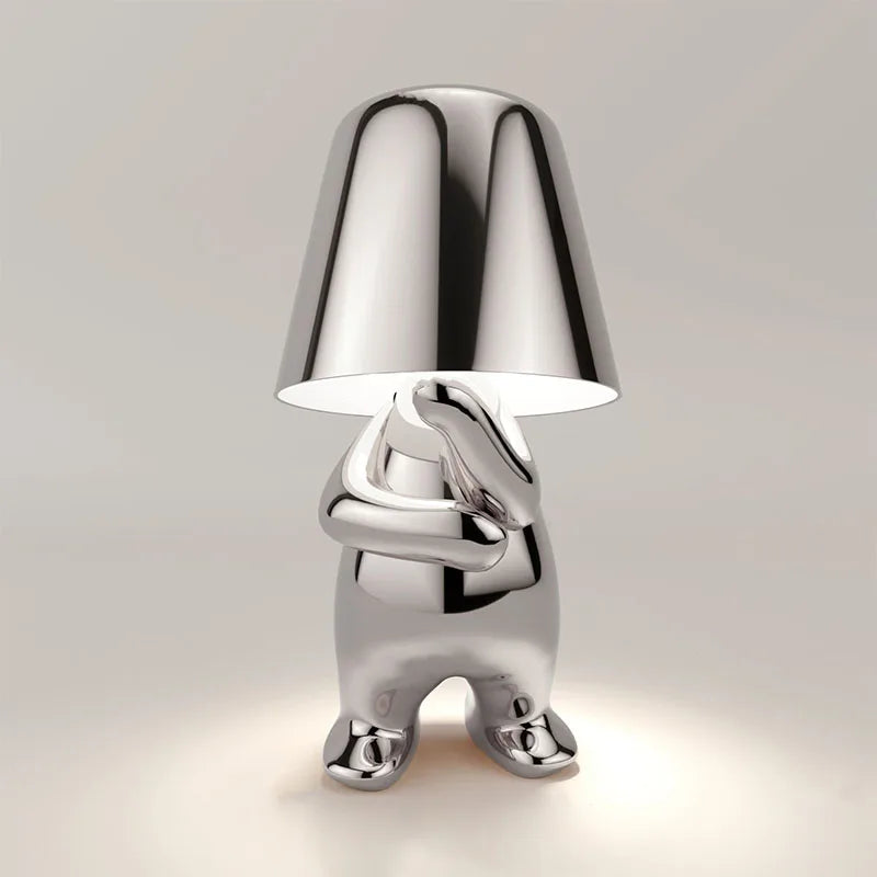 "I Have an Idea" Modern Bronze Thinker Lamps  - Rechargeable and Hardwire Options