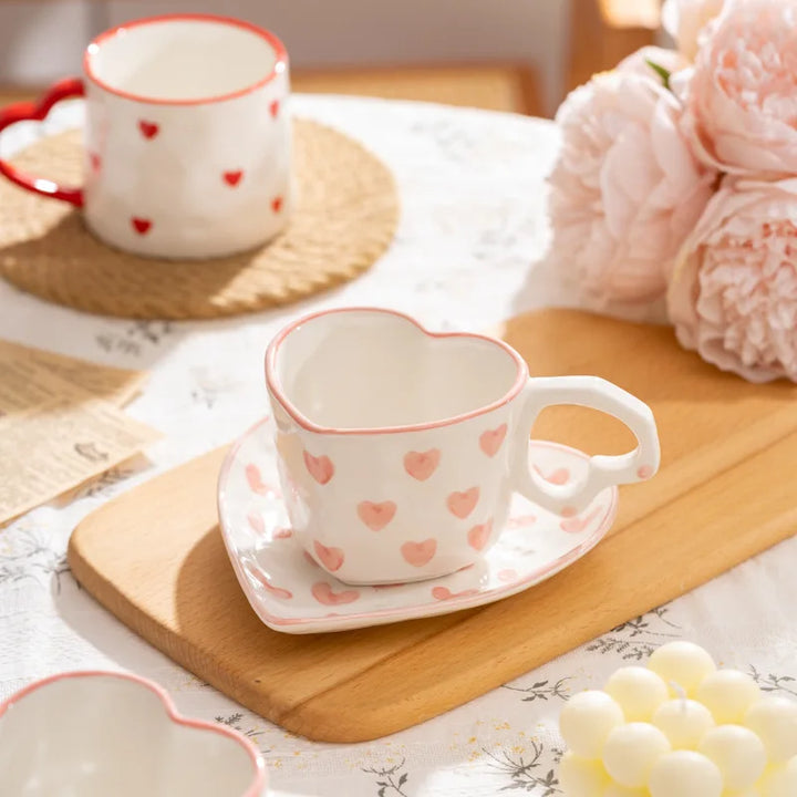CharmingSip Heart Shaped Ceramic Coffee Cup