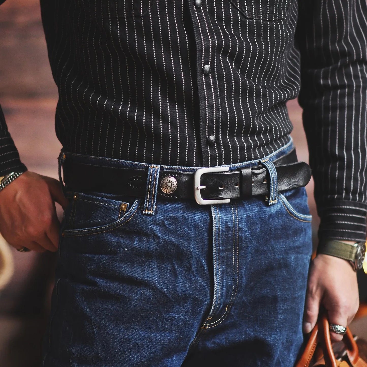 Retro Denim Style Genuine Leather Belt