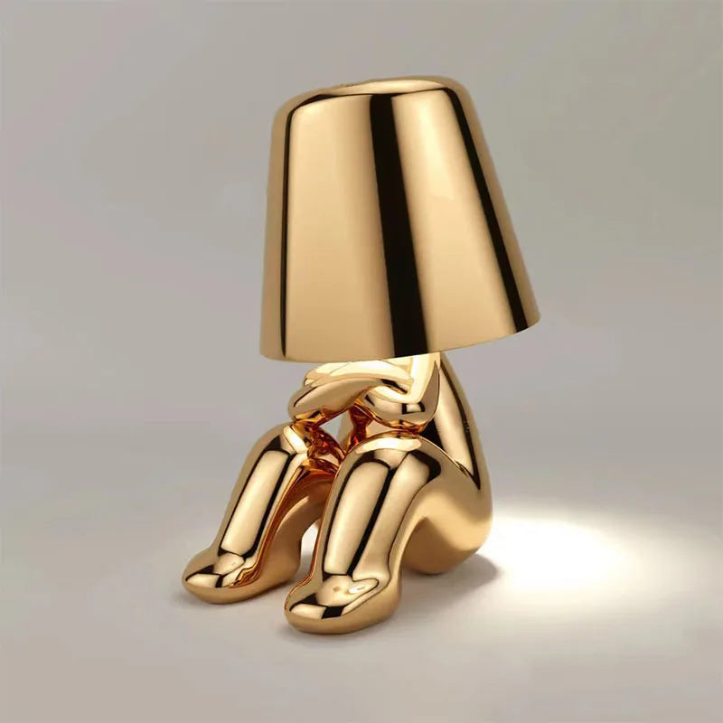 "I Have an Idea" Modern Bronze Thinker Lamps  - Rechargeable and Hardwire Options