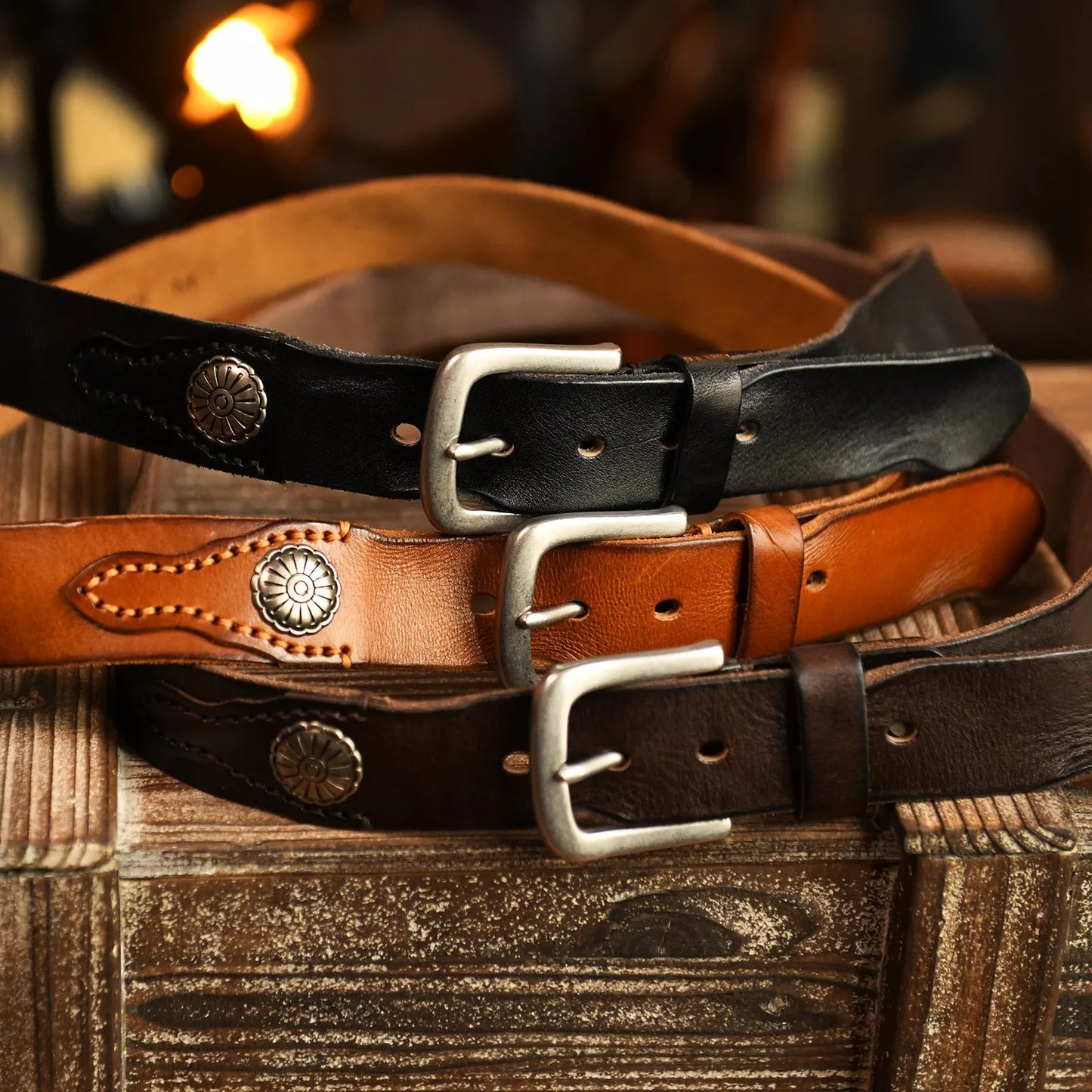 Retro Denim Style Genuine Leather Belt