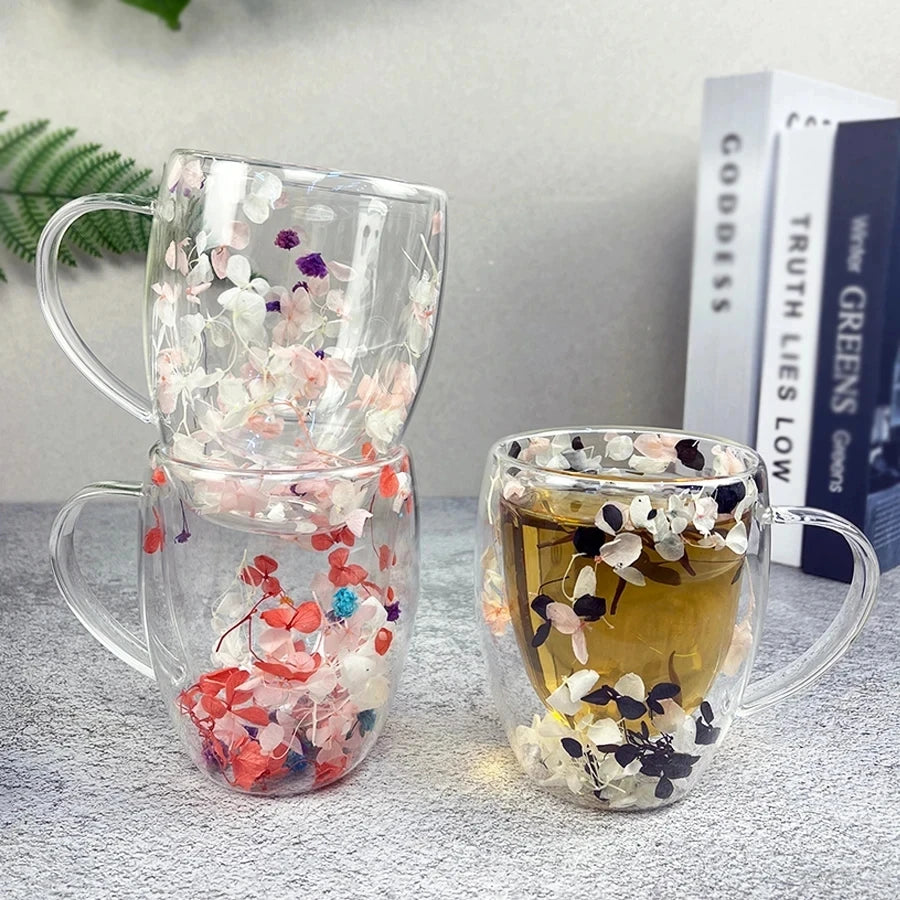 VeraGlass™ Double Wall Glass Dry Flowers Cups