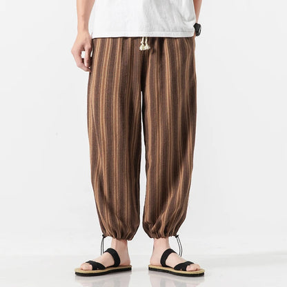 Larrs Casual Stripe Harem Pants - Loose Fit Streetwear Joggers