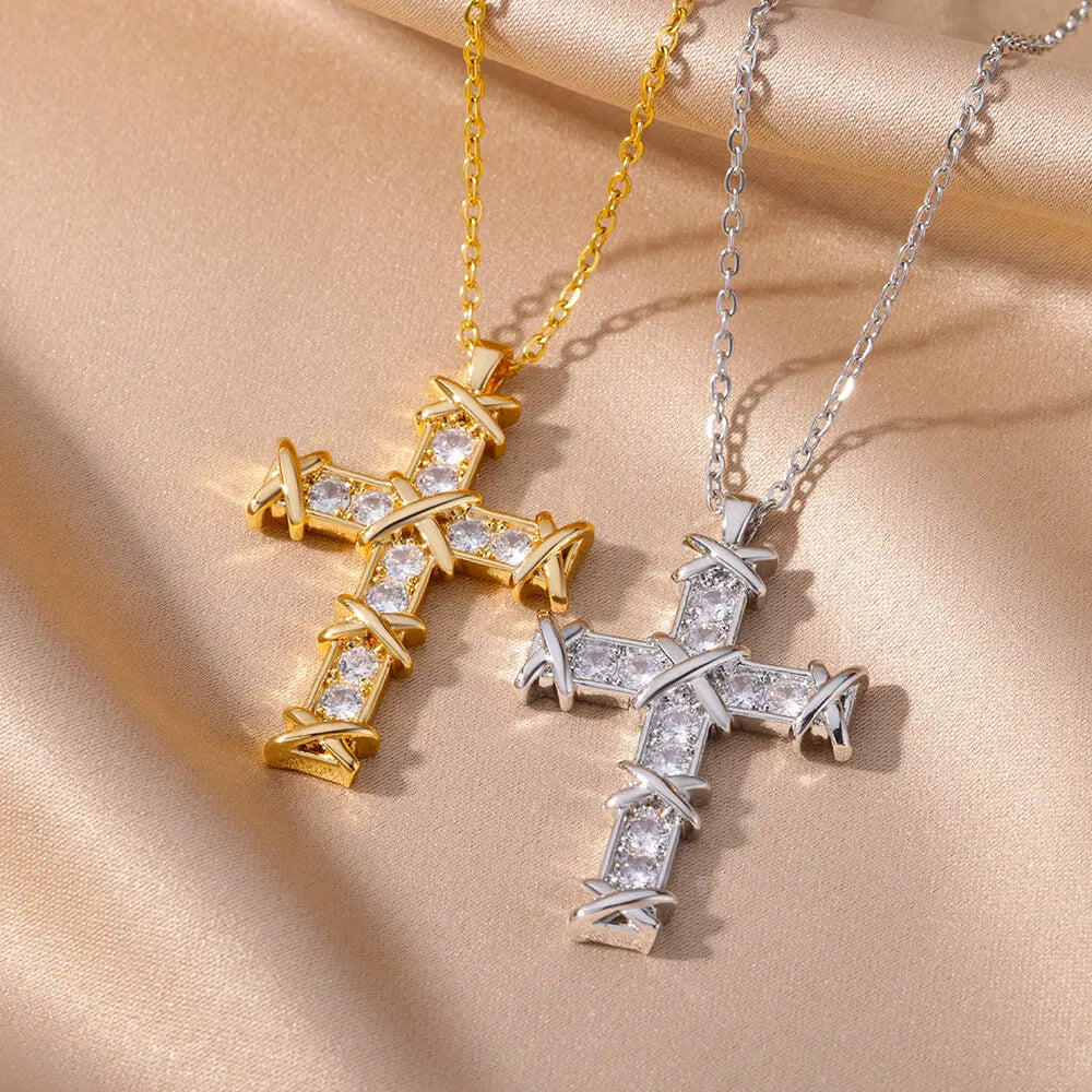 StarlitEdges™ Cross Necklace for Women