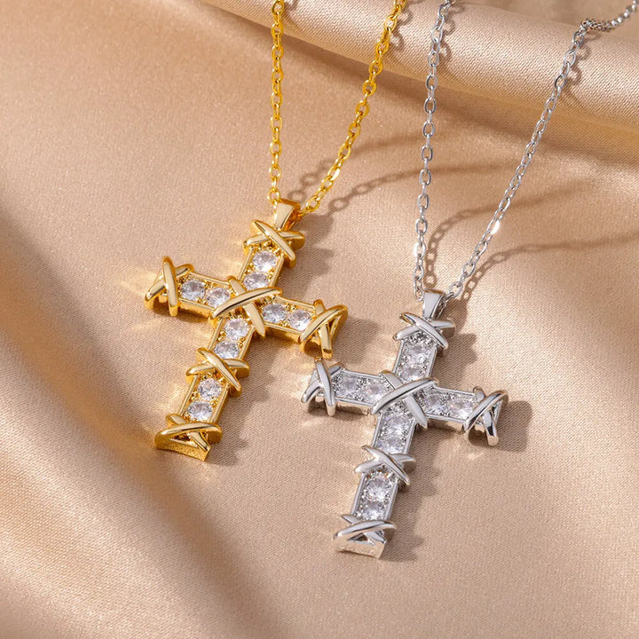 StarlitEdges™ Cross Necklace for Women
